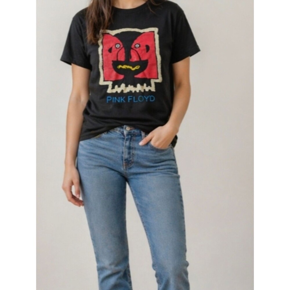 Pink Floyd Black Graphic Tee Skull Band Tee L Rock Fandom Grunge Stoner Rock